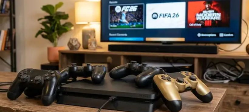 سوني Sony/حراج الأجهزة/اجهزة بلاي ستيشن PS سوني بلايستيشن 4 slim مهكر (1 تيرا) مع 4 يدات